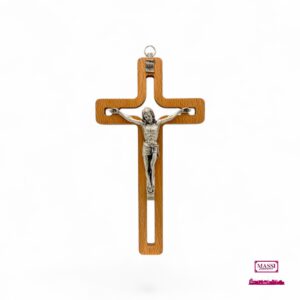Crocifisso Moderno Legno e Argento