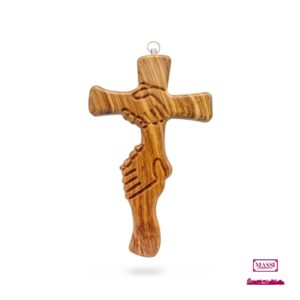 Croce legno ulivo mani